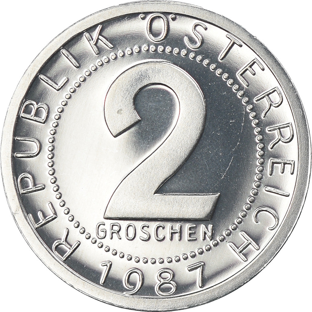 Moneta, Austria, 2 Groschen, 1987, Proof, MS(65-70), Aluminium, KM:2876