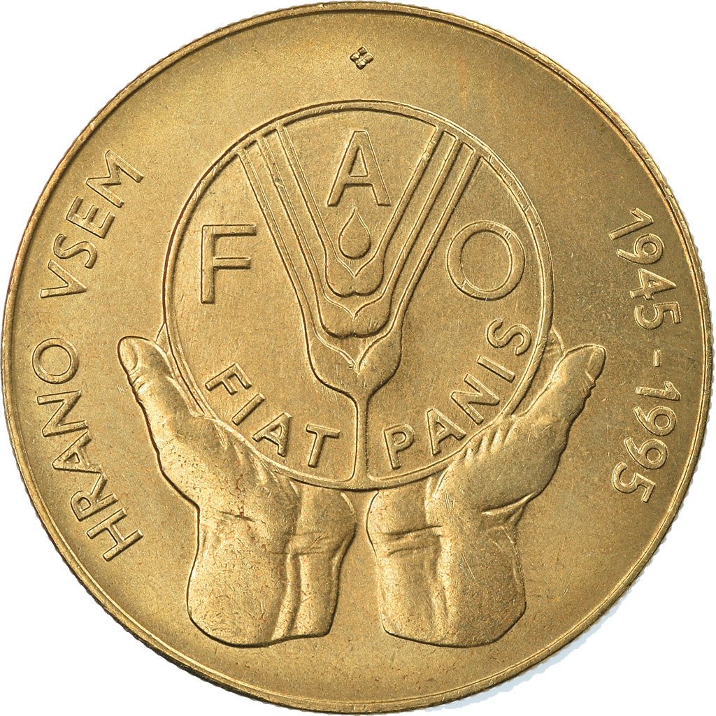 Coin, Slovenia, 5 Tolarjev, 1995, MS(65-70), Nickel-brass, KM:21
