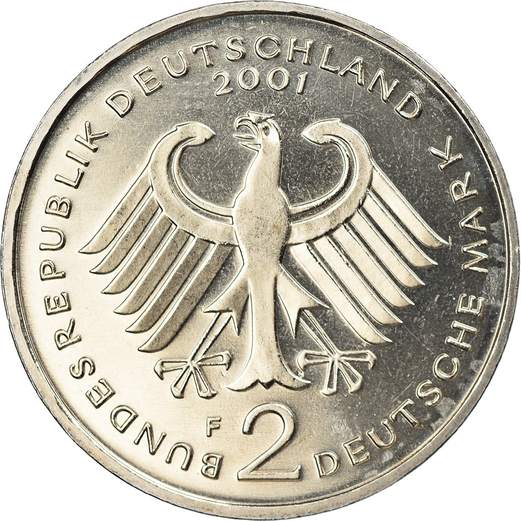 Moneta, GERMANIA - REPUBBLICA FEDERALE, 2 Mark, 2001, Stuttgart, FDC, Nichel