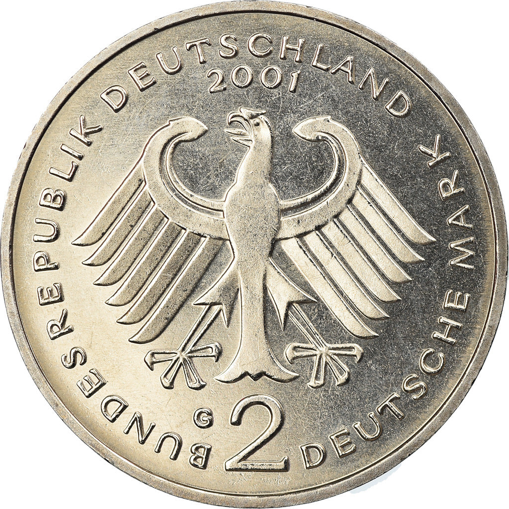 Moneta, GERMANIA - REPUBBLICA FEDERALE, 2 Mark, 2001, Karlsruhe, FDC, Nichel
