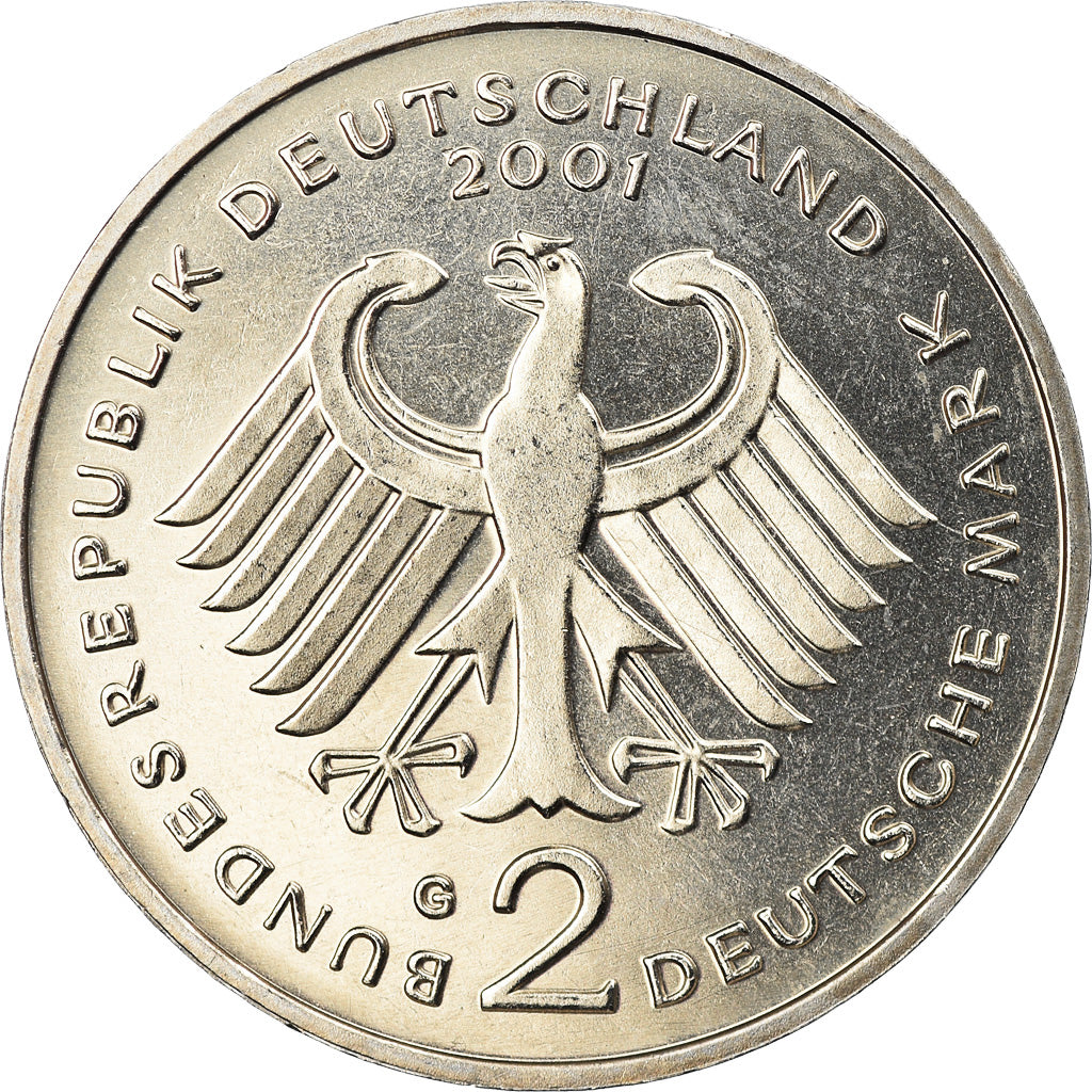 Moneta, Niemcy - RFN, 2 Mark, 2001, Karlsruhe, MS(65-70), Miedź-Nikiel