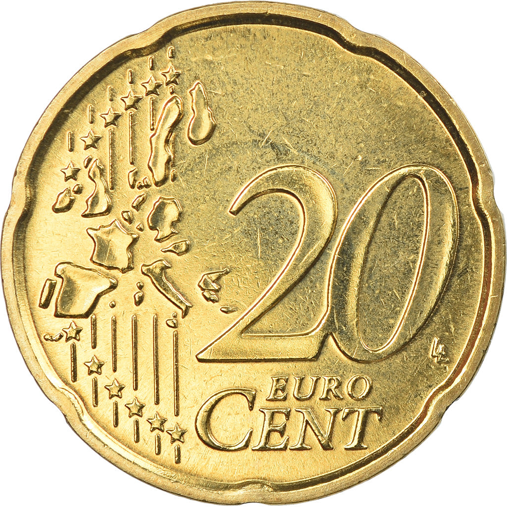 Italy, 20 Euro Cent, 2007, Rome, MS(65-70), Brass, KM:214