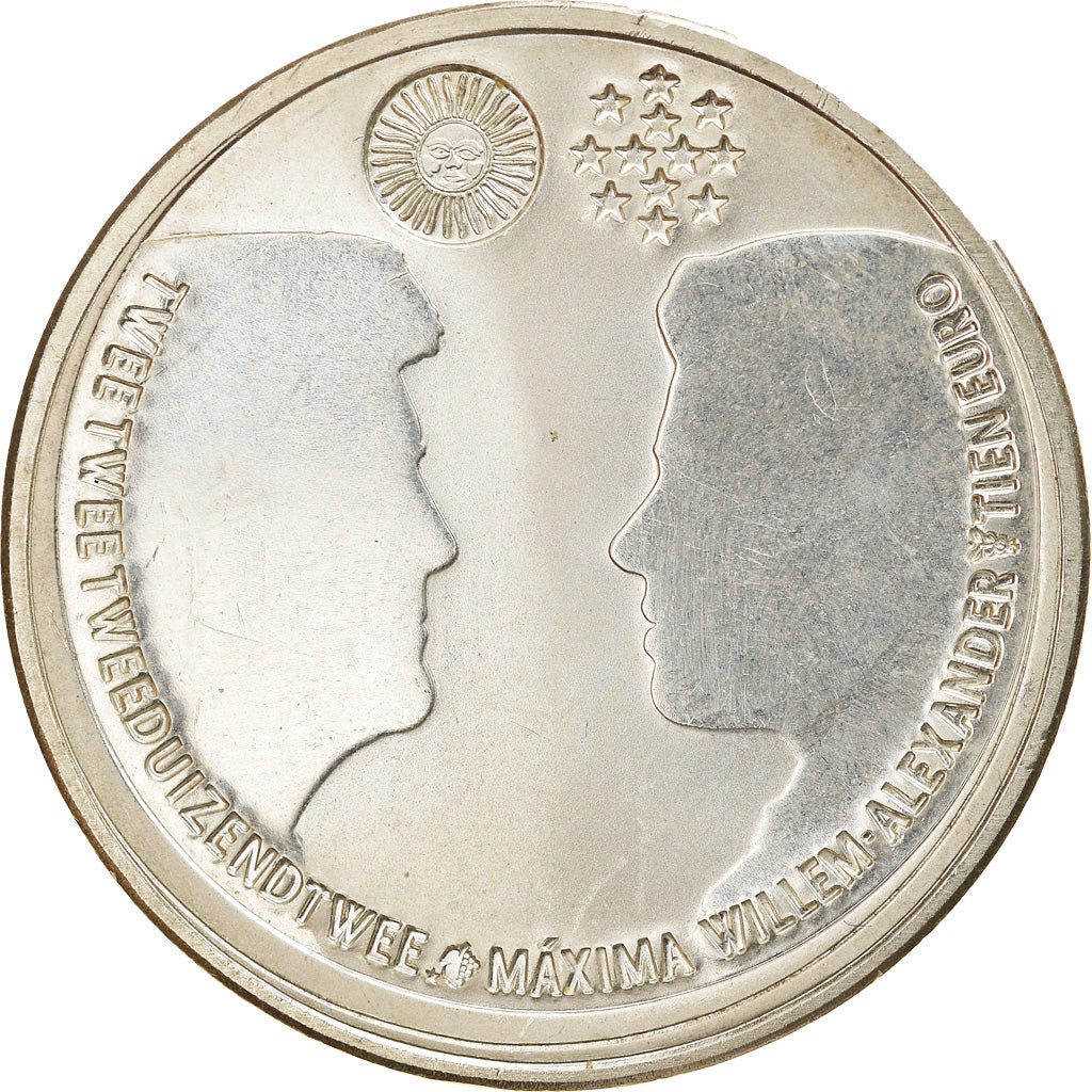 Países Bajos, 10 Euro, 2002, Utrecht, SC, Plata, KM:243