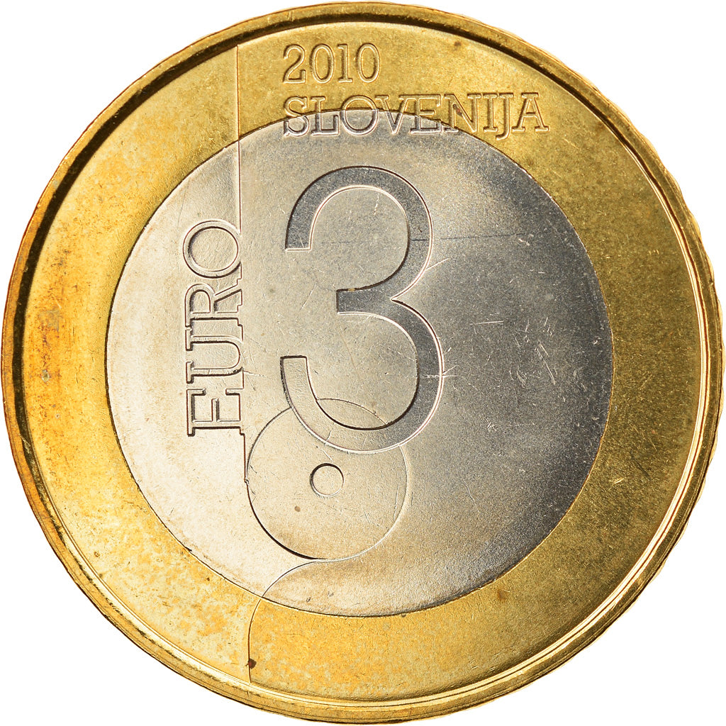 Slovenia, 3 Euro, Ljubljana capitale mondiale du livre, 2010, SPL, Bi-metallico