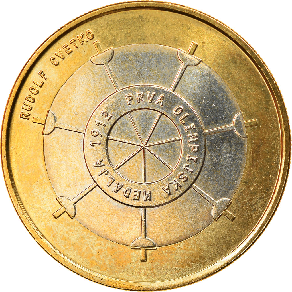 Slovenia, 3 Euro, 1er médaillé olympique, 2012, SPL, Bi-metallico, KM:109