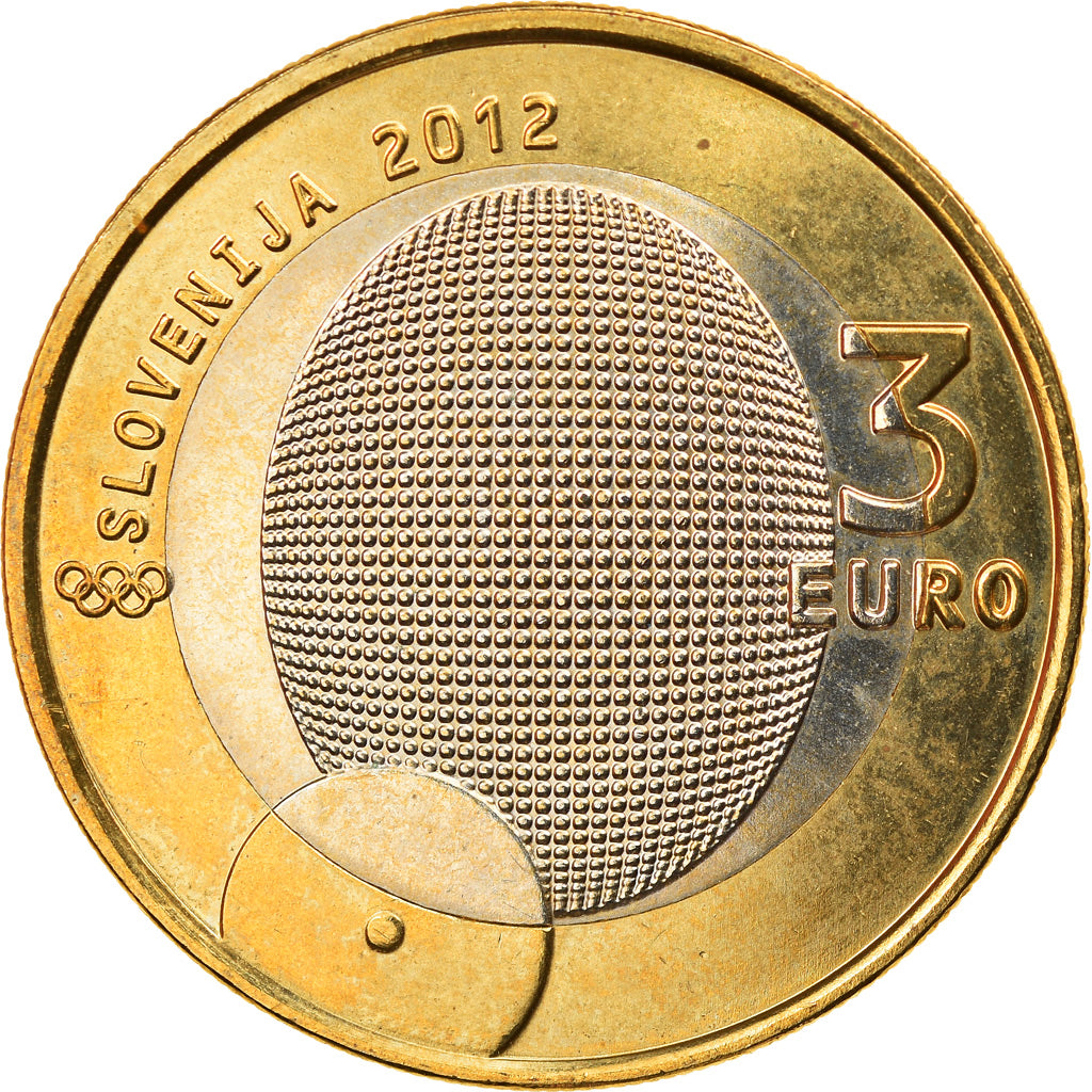 Slovenia, 3 Euro, 1er médaillé olympique, 2012, SPL, Bi-metallico, KM:109