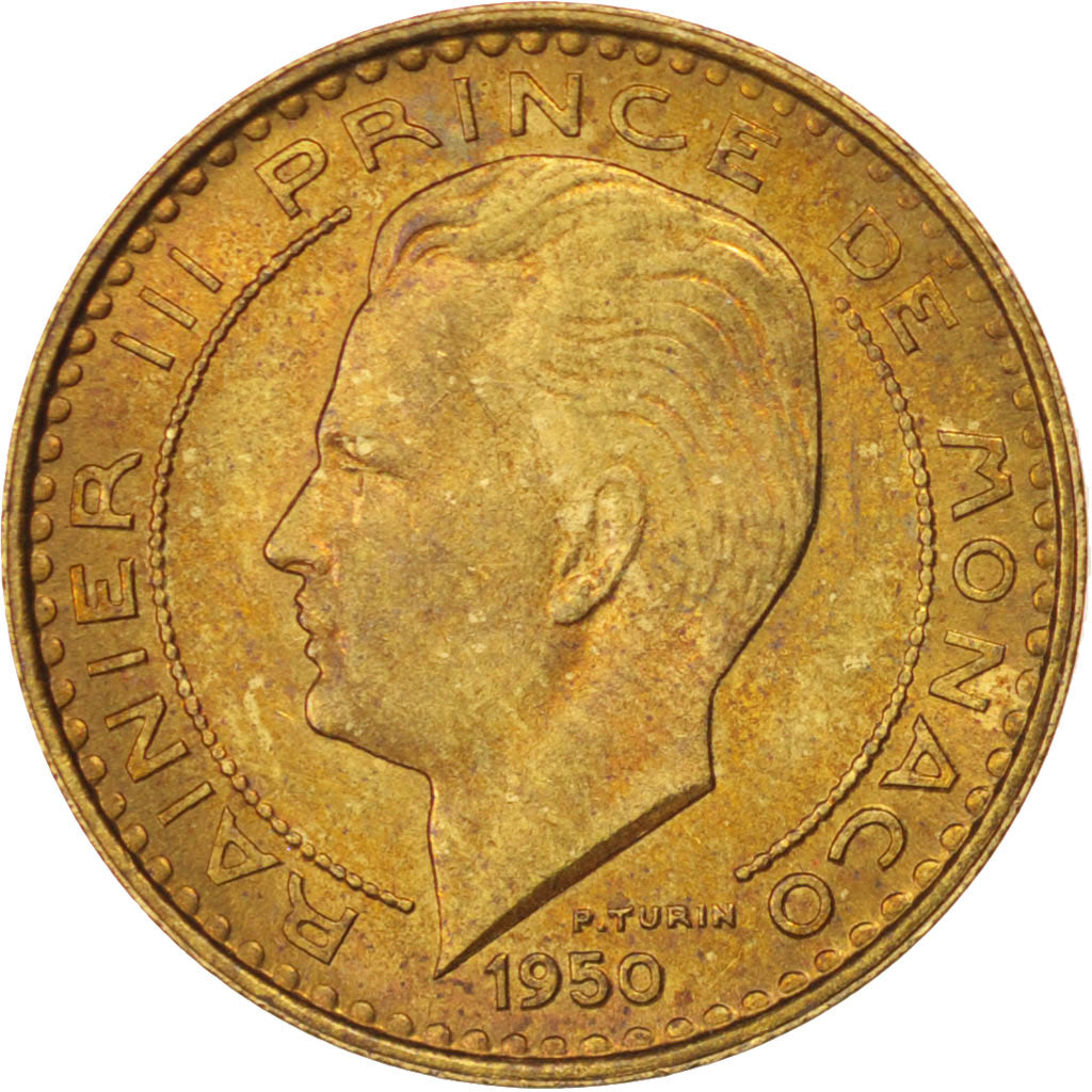 Coin, Monaco, Rainier III, 10 Francs, 1950, AU(55-58), Aluminum-Bronze, KM:130