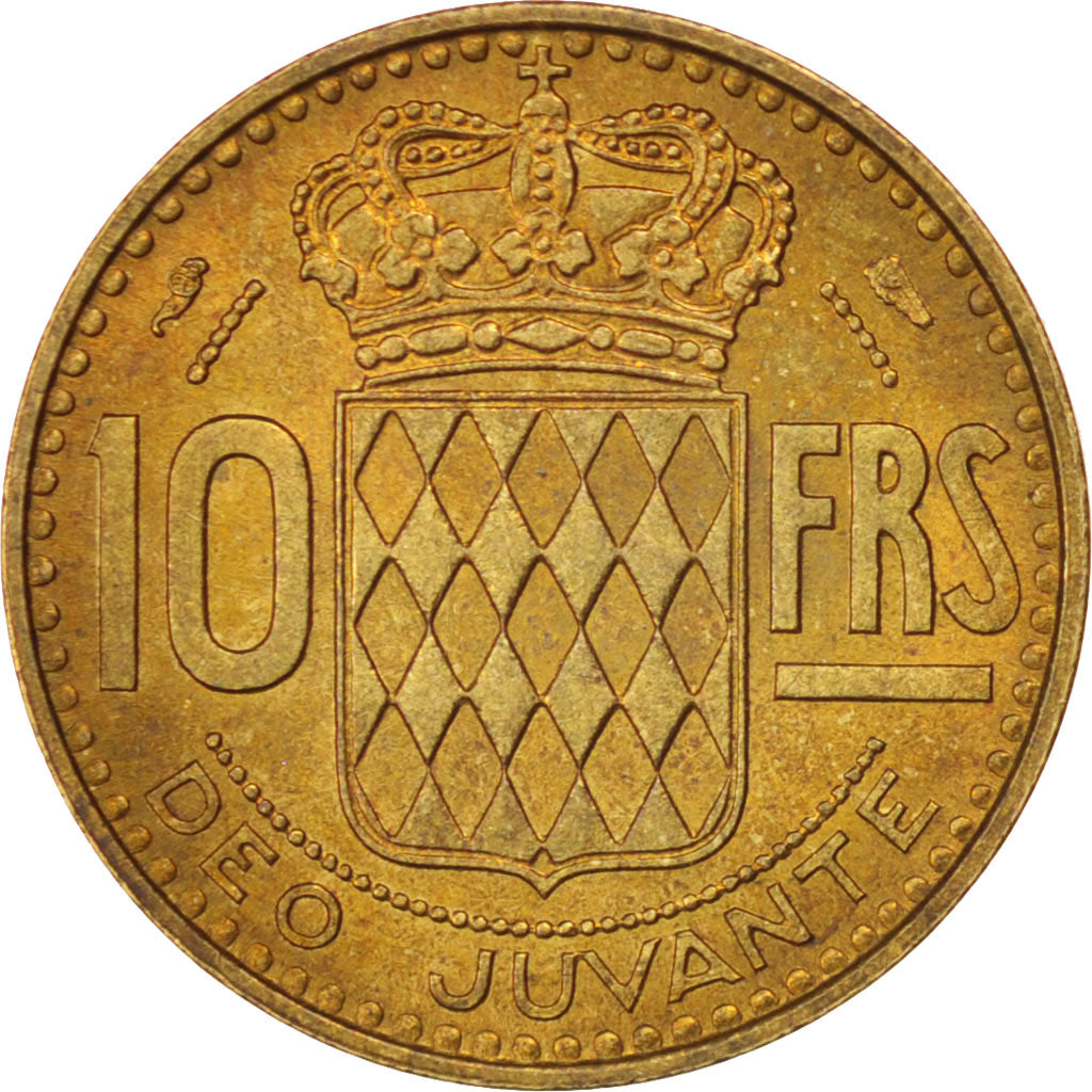 Coin, Monaco, Rainier III, 10 Francs, 1950, AU(55-58), Aluminum-Bronze, KM:130