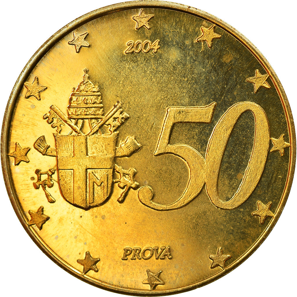 Watykan, 50 Euro Cent, 2004, unofficial private coin, MS(63), Mosiądz