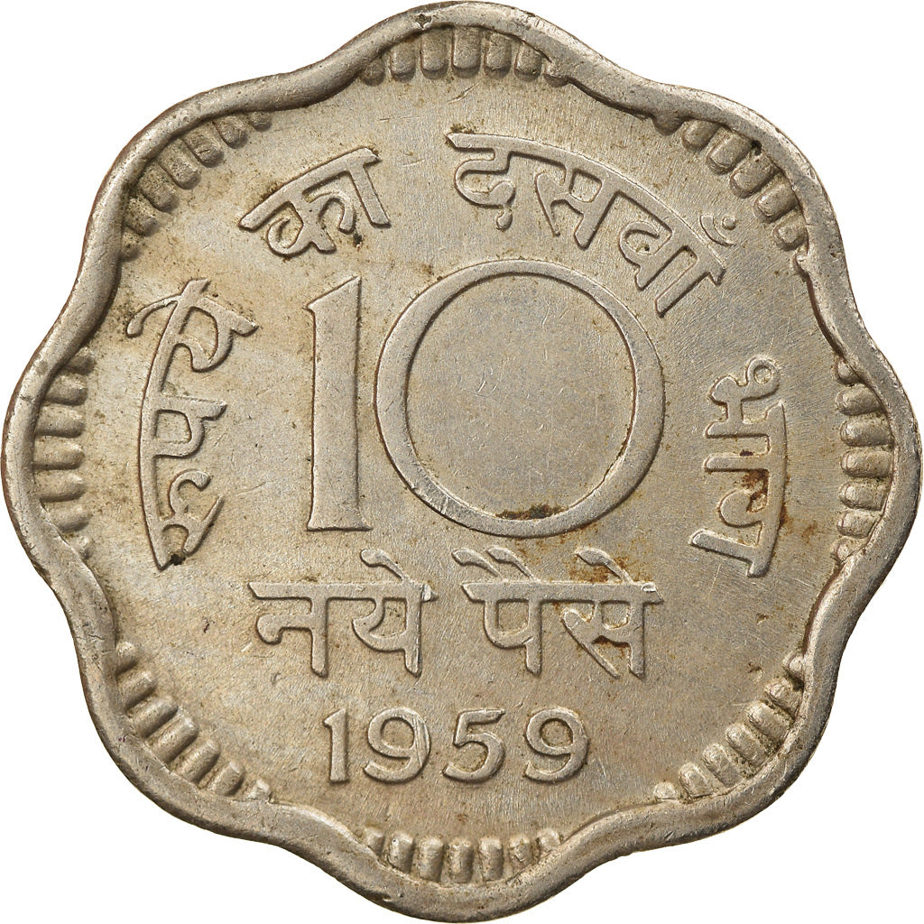 Munten, INDIAASE REPUBLIEK, 10 Naye Paise, 1959, ZF, Copper-nickel, KM:24.2