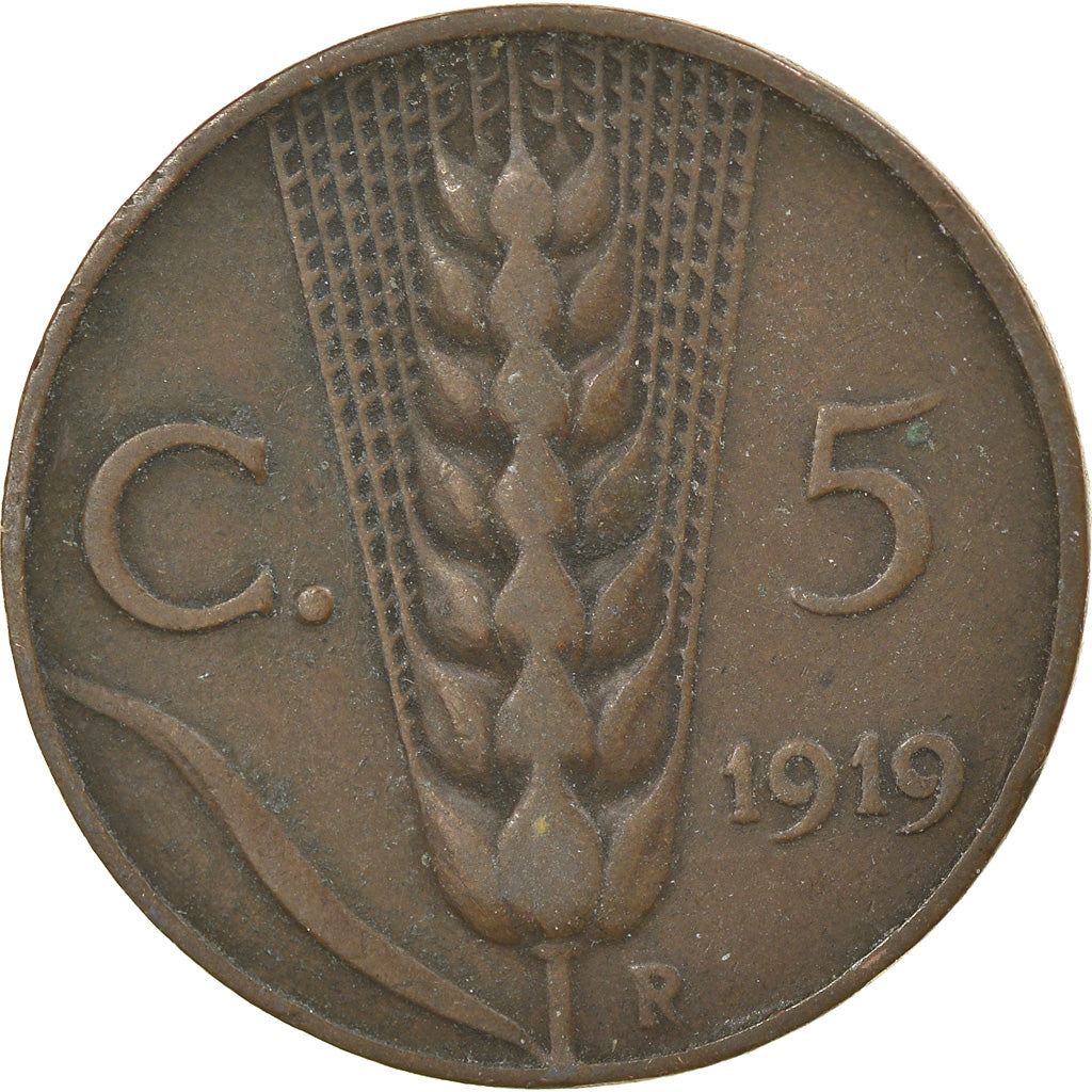 Coin, Italy, Vittorio Emanuele III, 5 Centesimi, 1919, Rome, VF(20-25), Bronze