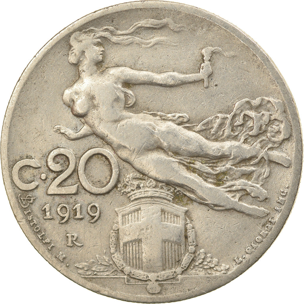Moneta, Włochy, Vittorio Emanuele III, 20 Centesimi, 1919, Rome, EF(40-45)