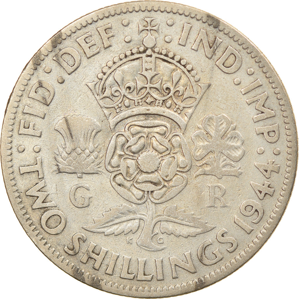 Moneda, Gran Bretaña, George VI, Florin, Two Shillings, 1944, MBC, Plata