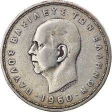 Coin, Greece, Paul I, 20 Drachmai, 1960, AU(55-58), Silver, KM:85