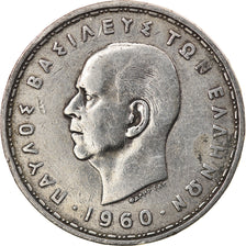 Coin, Greece, Paul I, 20 Drachmai, 1960, AU(55-58), Silver, KM:85