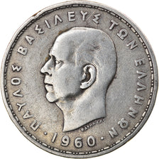 Coin, Greece, Paul I, 20 Drachmai, 1960, AU(50-53), Silver, KM:85