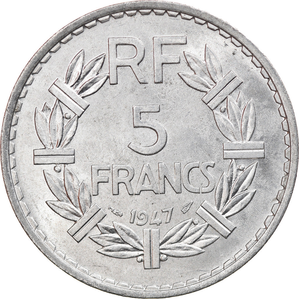 Münze, Frankreich, Lavrillier, 5 Francs, 1947, Paris, UNZ, Aluminium
