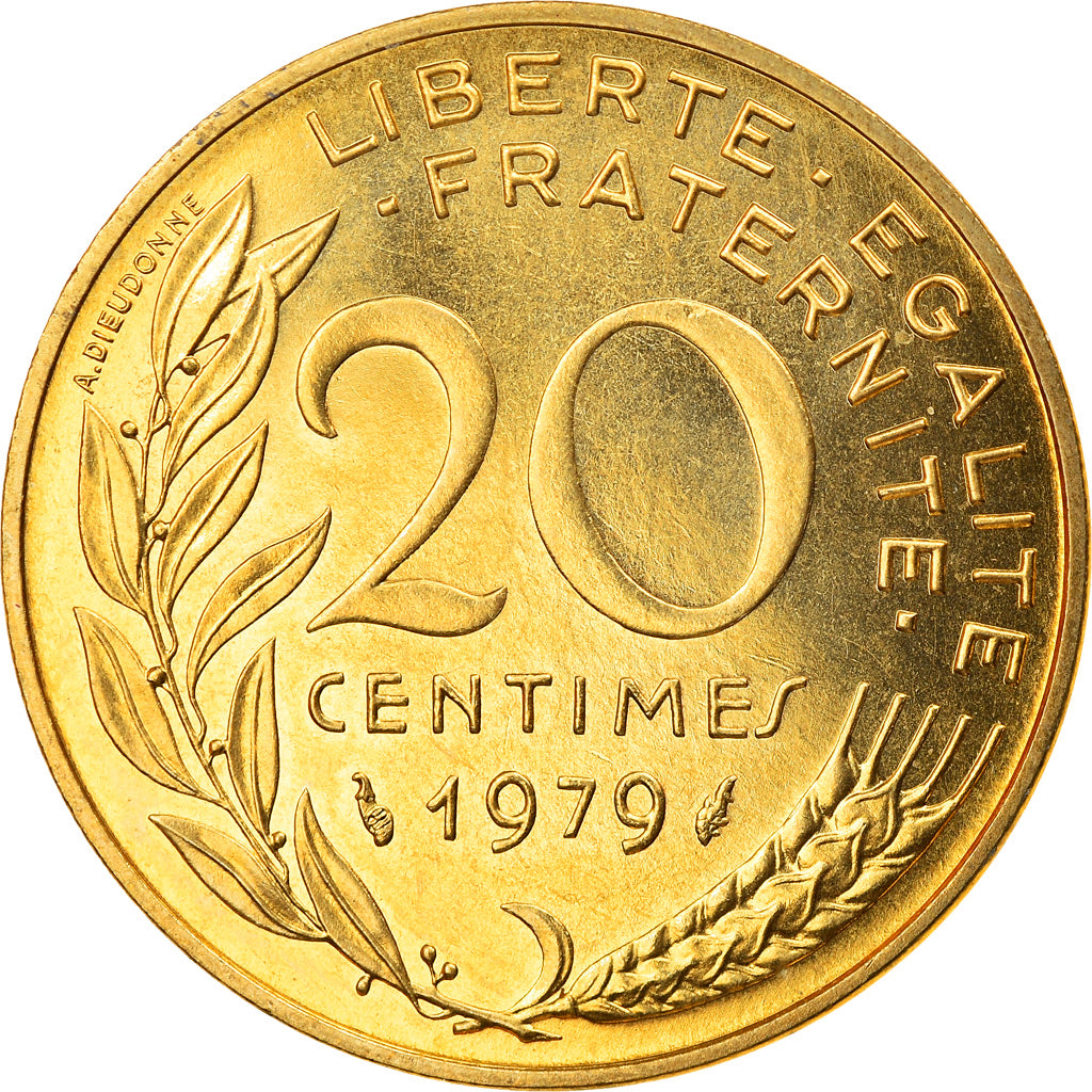 Moneda, Francia, Marianne, 20 Centimes, 1979, Paris, SC, Aluminio - bronce