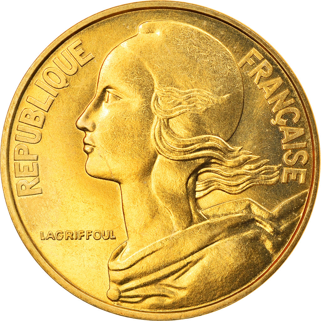 Moeda, França, Marianne, 20 Centimes, 1977, Paris, MS(63), Alumínio-Bronze