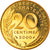 Moeda, França, Marianne, 20 Centimes, 2000, Paris, BE, MS(63)