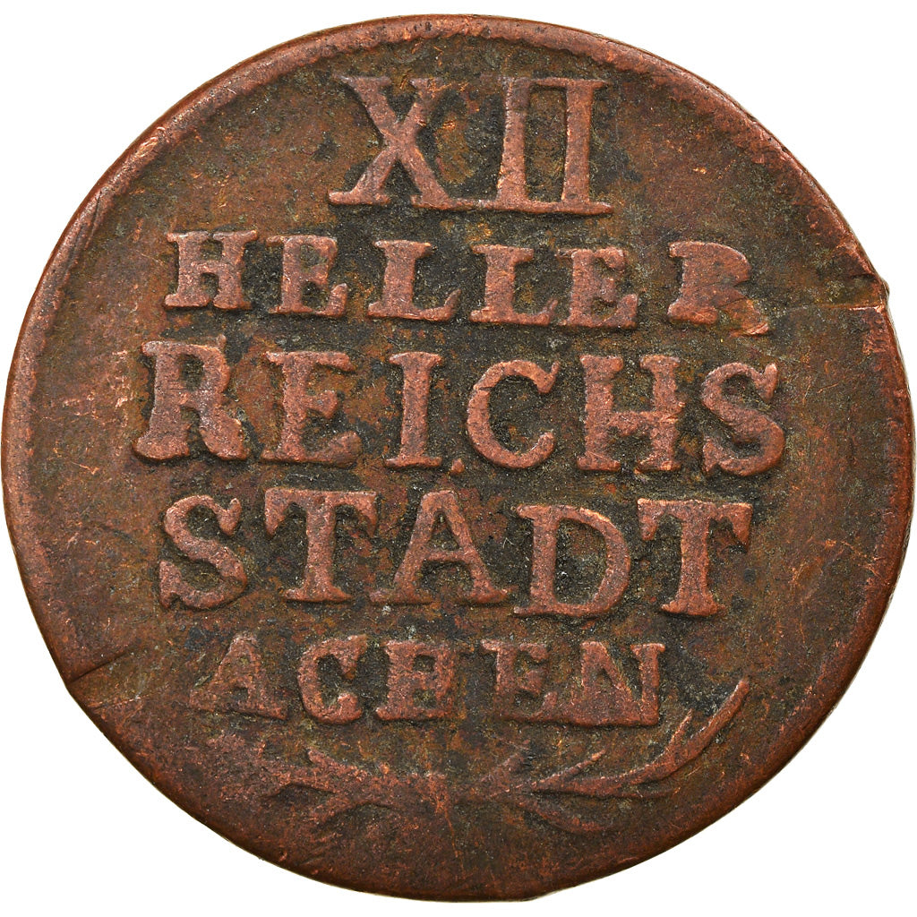 Moneta, Stati tedeschi, AACHEN, 12 Heller, 1791, MB, Rame, KM:51