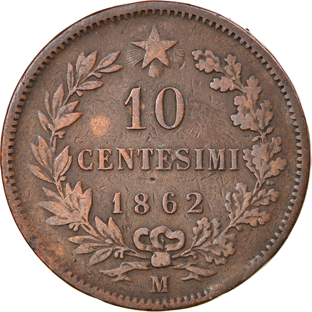 Munten, Italië, Vittorio Emanuele II, 10 Centesimi, 1862, Milan, ZG+, Koper