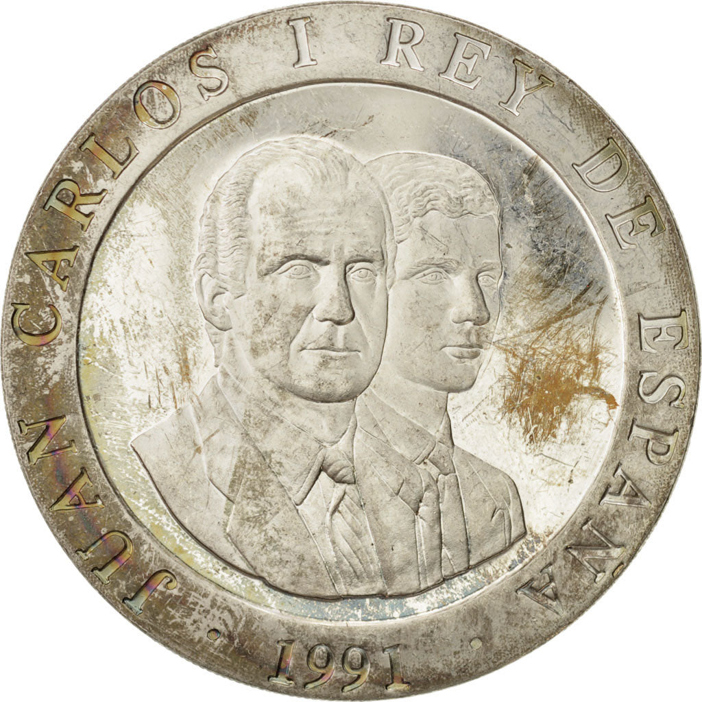 Moneda, España, Juan Carlos I, 2000 Pesetas, 1991, MBC, Plata, KM:887