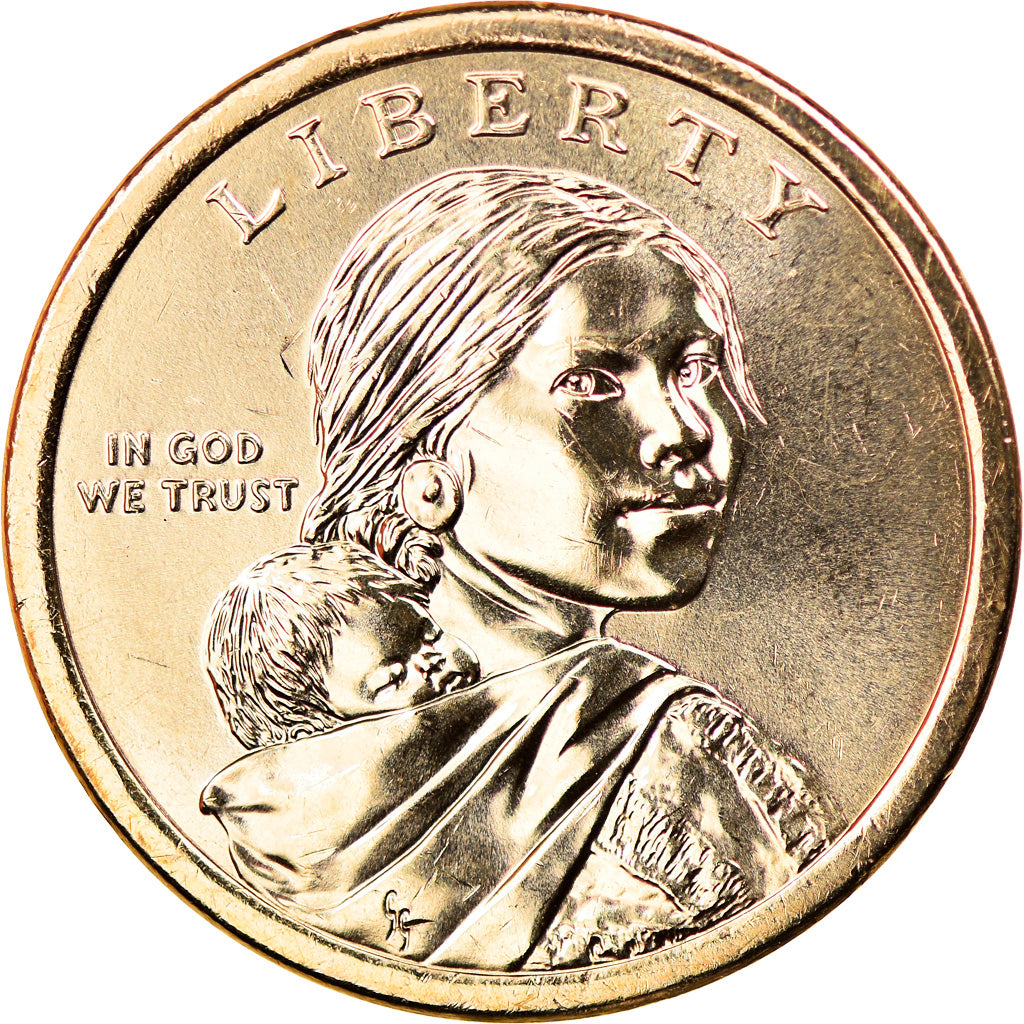 Coin, United States, Dollar, 2020, Denver, American native dollar, MS(63), Brass