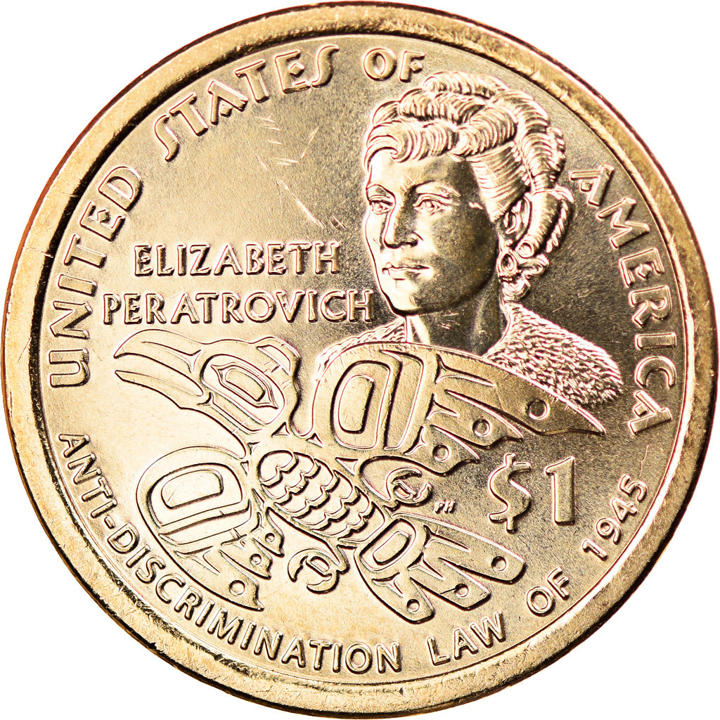 Coin, United States, Dollar, 2020, Denver, American native dollar, MS(63), Brass