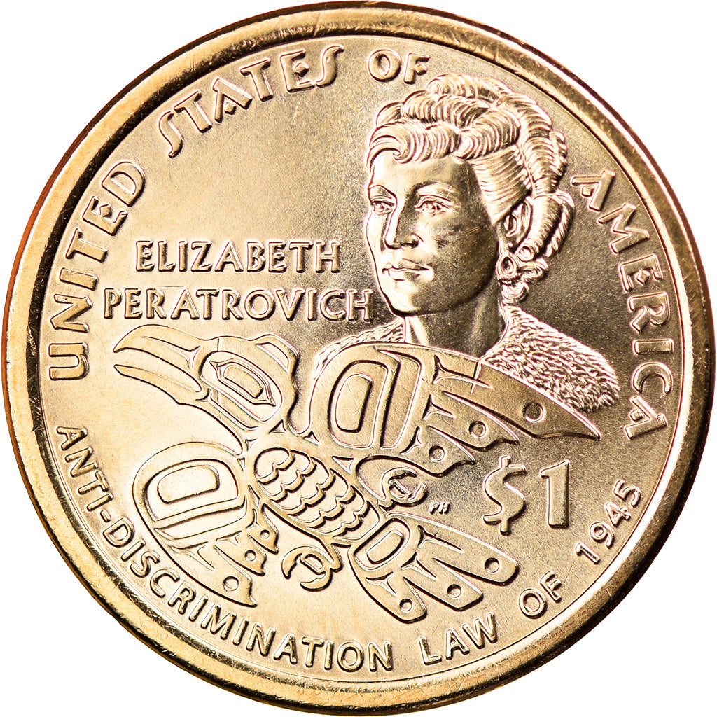 Coin, United States, Dollar, 2020, Denver, American native dollar, MS(63), Brass