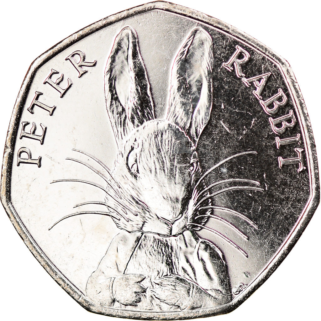 Coin, Gibraltar, 50 Pence, 2016, Pierre Lapin, MS(63), Copper-nickel