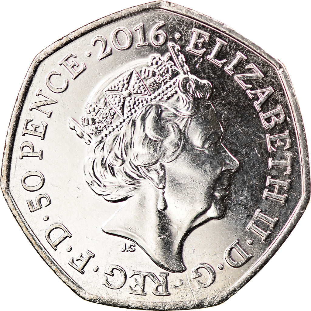 Coin, Gibraltar, 50 Pence, 2016, Pierre Lapin, MS(63), Copper-nickel