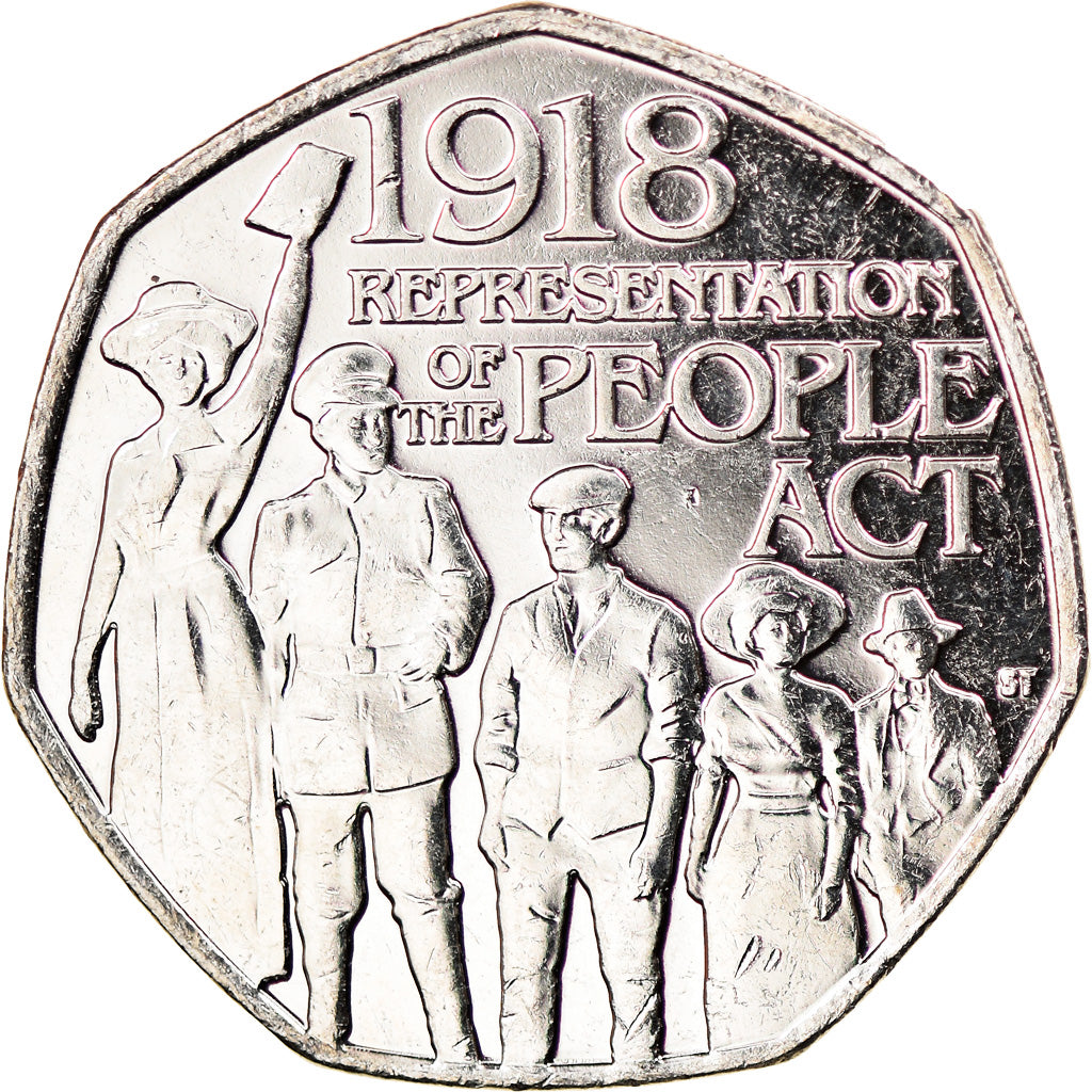 Coin, Gibraltar, 50 Pence, 2018, People Act, MS(63), Copper-nickel