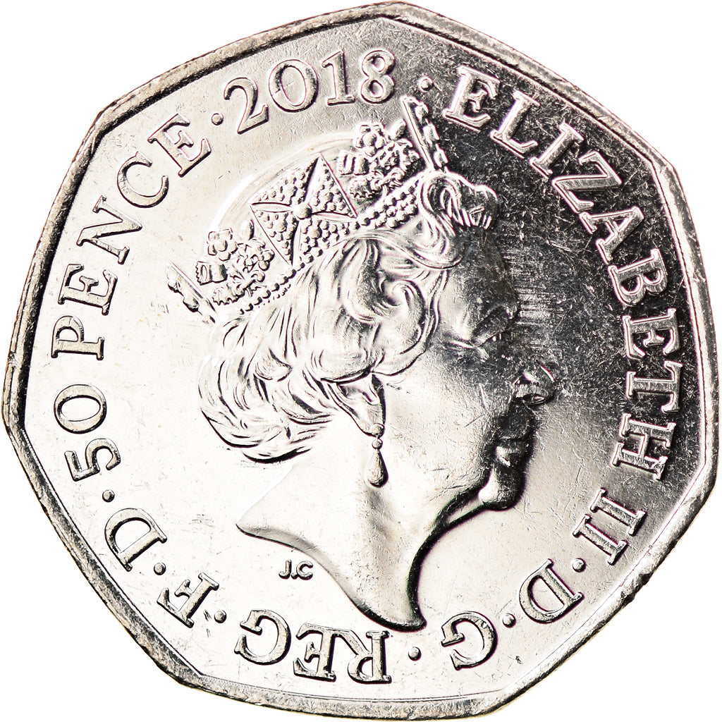 Coin, Gibraltar, 50 Pence, 2018, People Act, MS(63), Copper-nickel