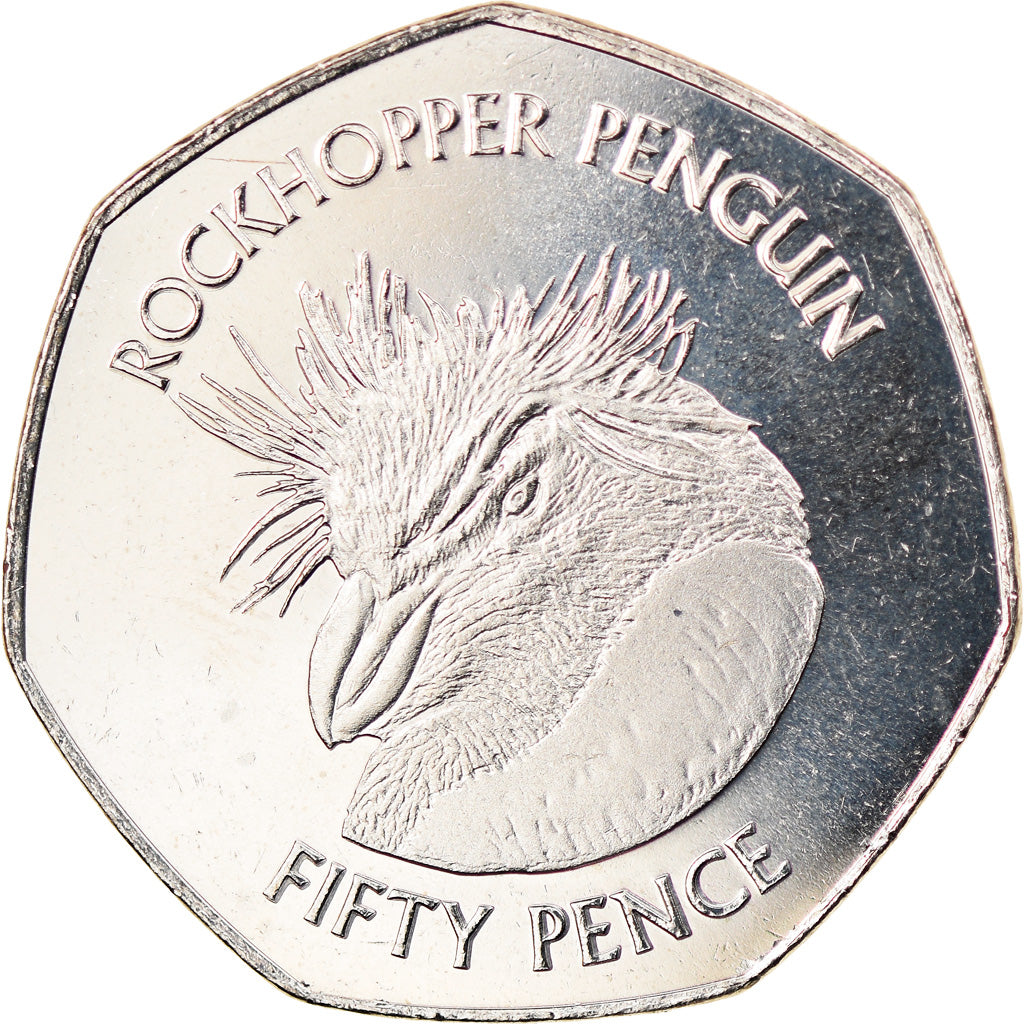 Coin, Falkland Islands, 50 Pence, 2018, Pingouins - Manchot sauteur, MS(63)