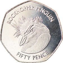 Coin, Falkland Islands, 50 Pence, 2018, Pingouins - Manchot sauteur, MS(63)