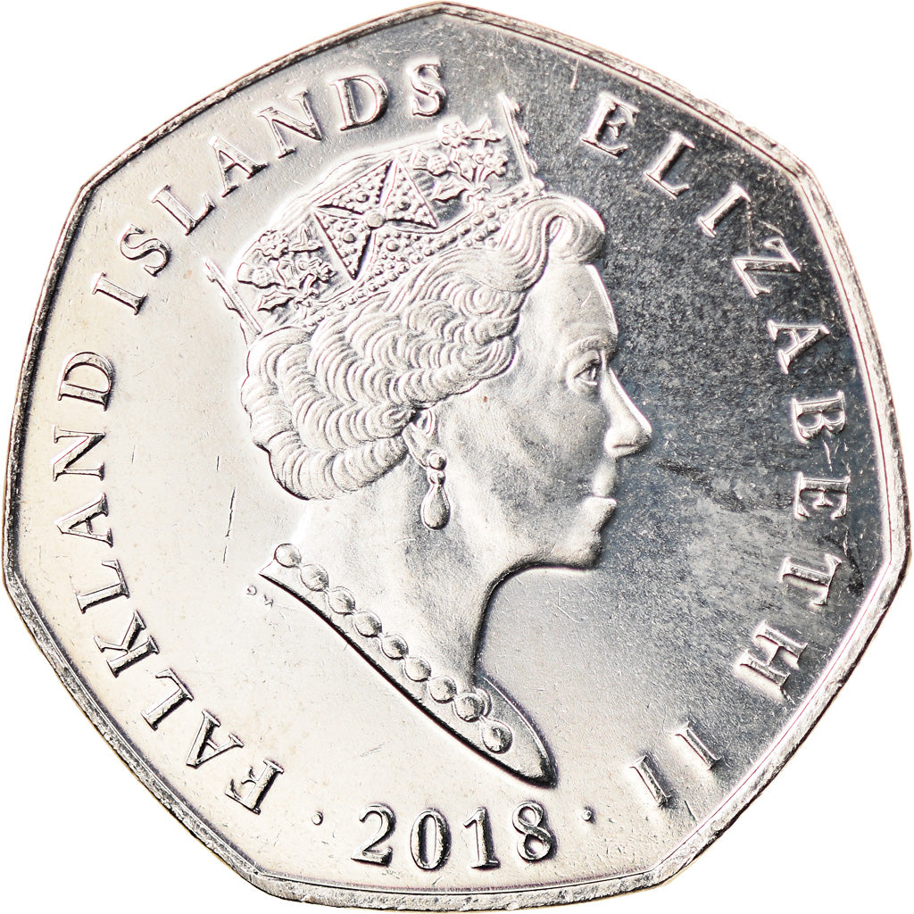 Coin, Falkland Islands, 50 Pence, 2018, Pingouins - Manchot sauteur, MS(63)
