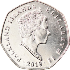 Monnaie, Falkland Islands, 50 Pence, 2018, Pingouins - Manchot de Magellan, SPL
