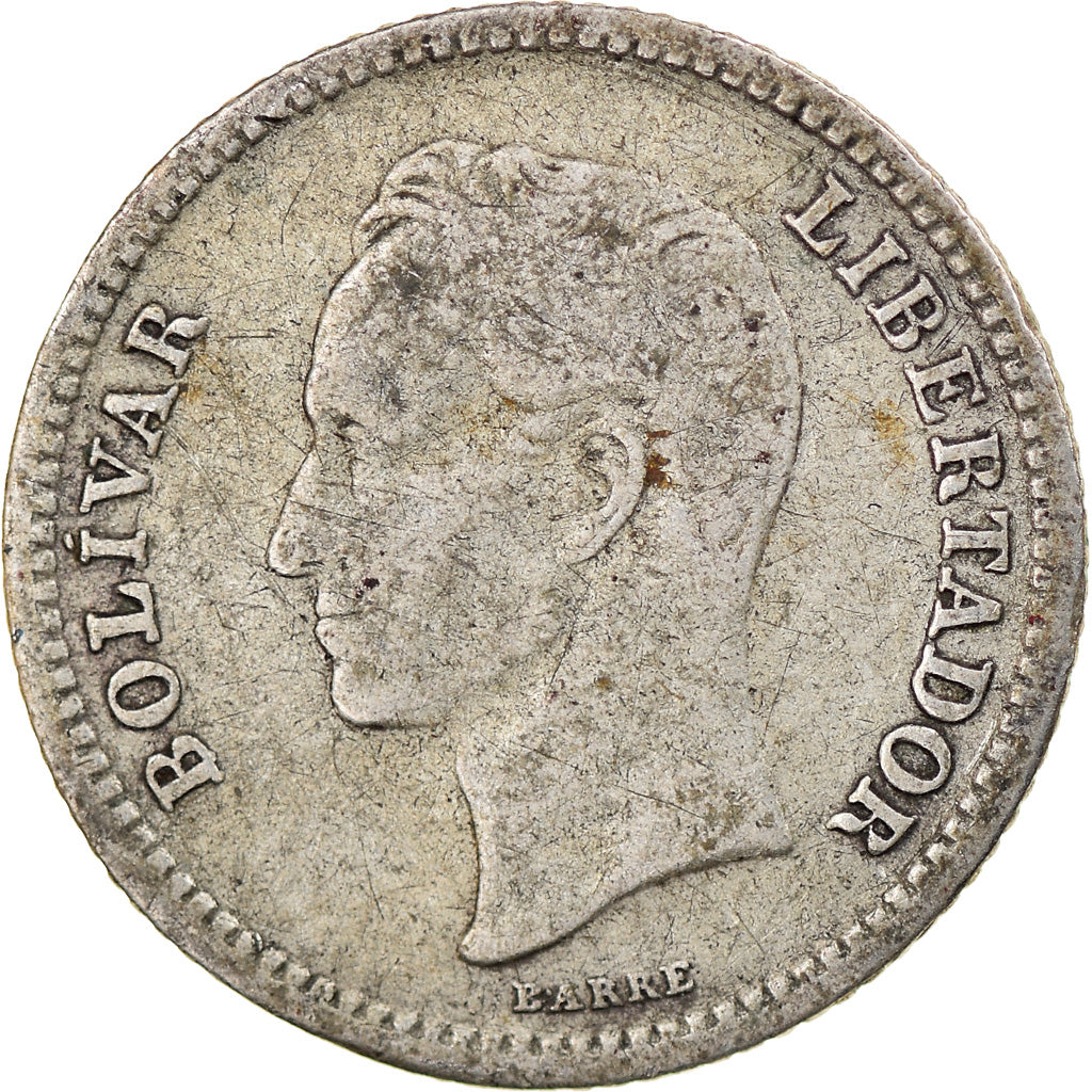 Coin, Venezuela, 25 Centimos, 1954, EF(40-45), Silver, KM:35
