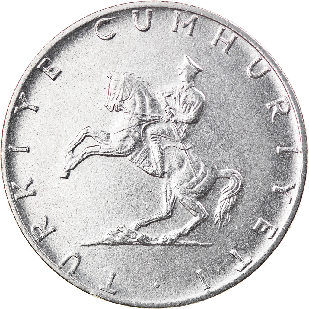 Moneta, Turcja, 5 Lira, 1975, AU(55-58), Stal nierdzewna, KM:905