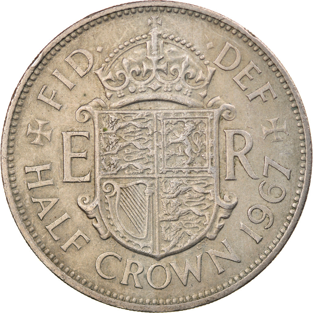 Coin, Great Britain, Elizabeth II, 1/2 Crown, 1967, VF(30-35), Copper-nickel