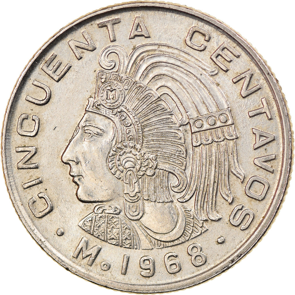 Coin, Mexico, 50 Centavos, 1968, Mexico City, AU(55-58), Copper-nickel, KM:451