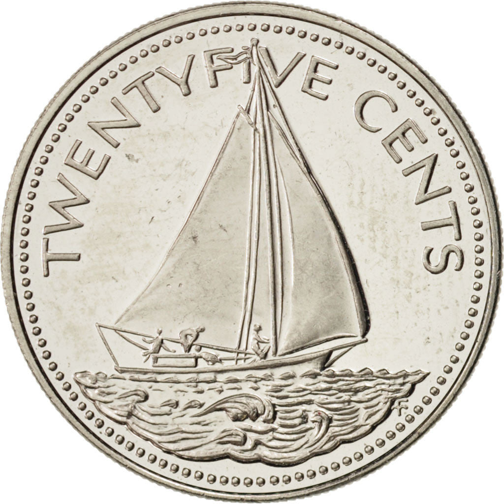 Moneta, Bahamas, Elizabeth II, 25 Cents, 1974, U.S.A., SPL, Nichel, KM:63.1