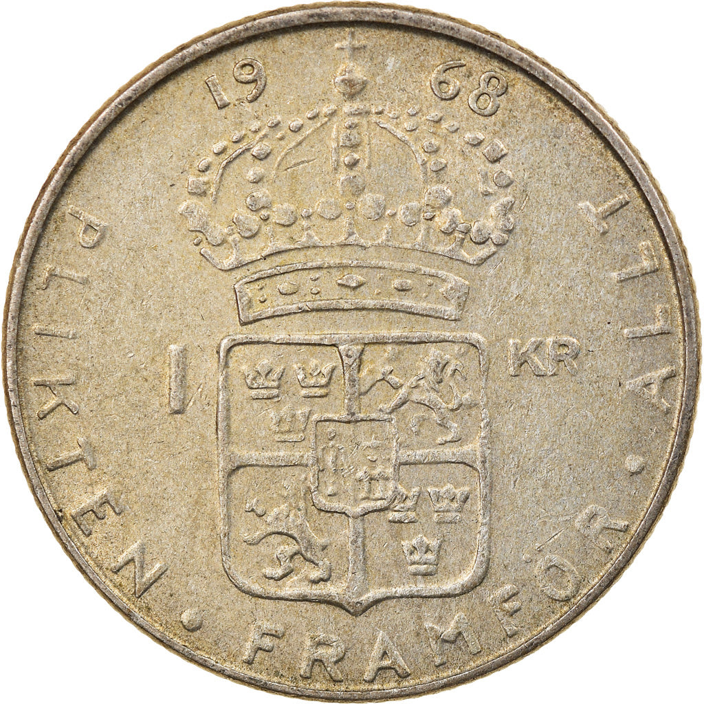 Coin, Sweden, Gustaf VI, Krona, 1968, VF(30-35), Silver, KM:826