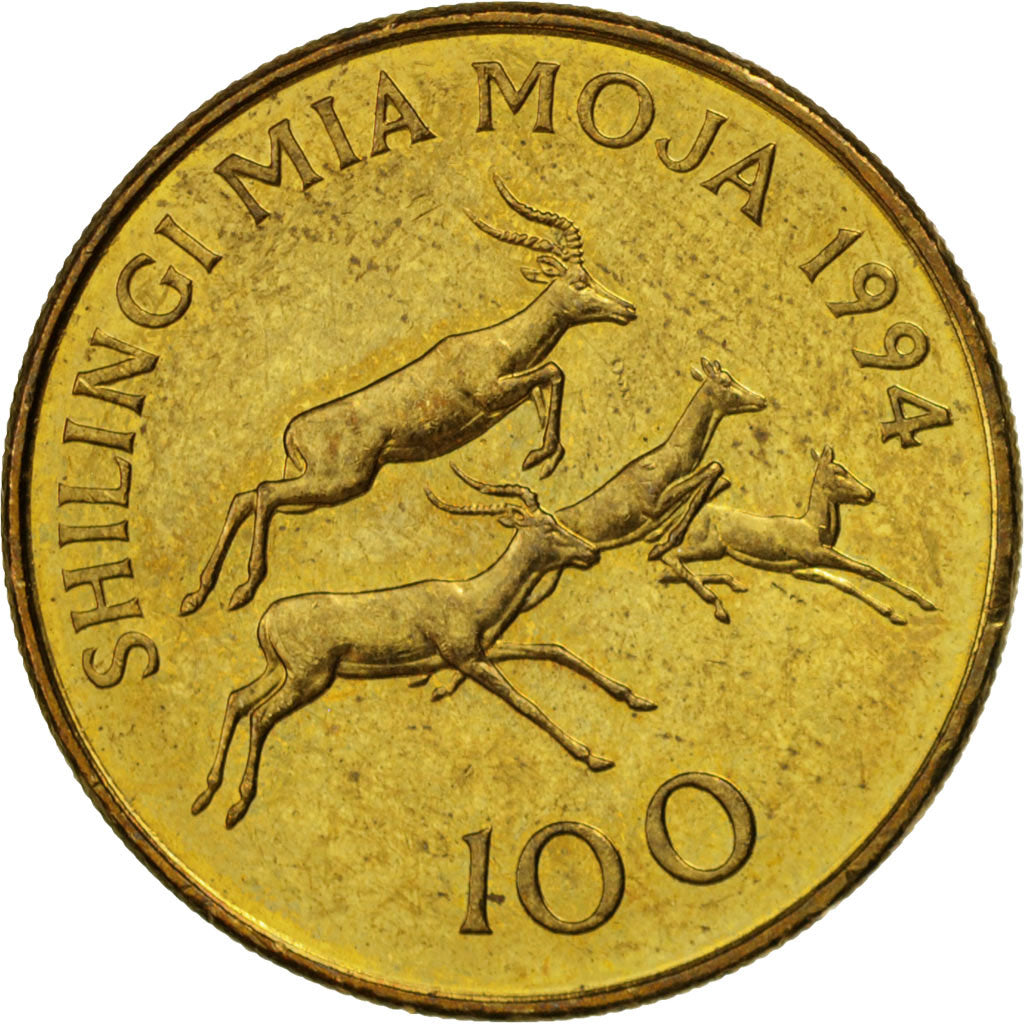 Coin, Tanzania, 100 Shilingi, 1994, MS(60-62), Brass plated steel, KM:32