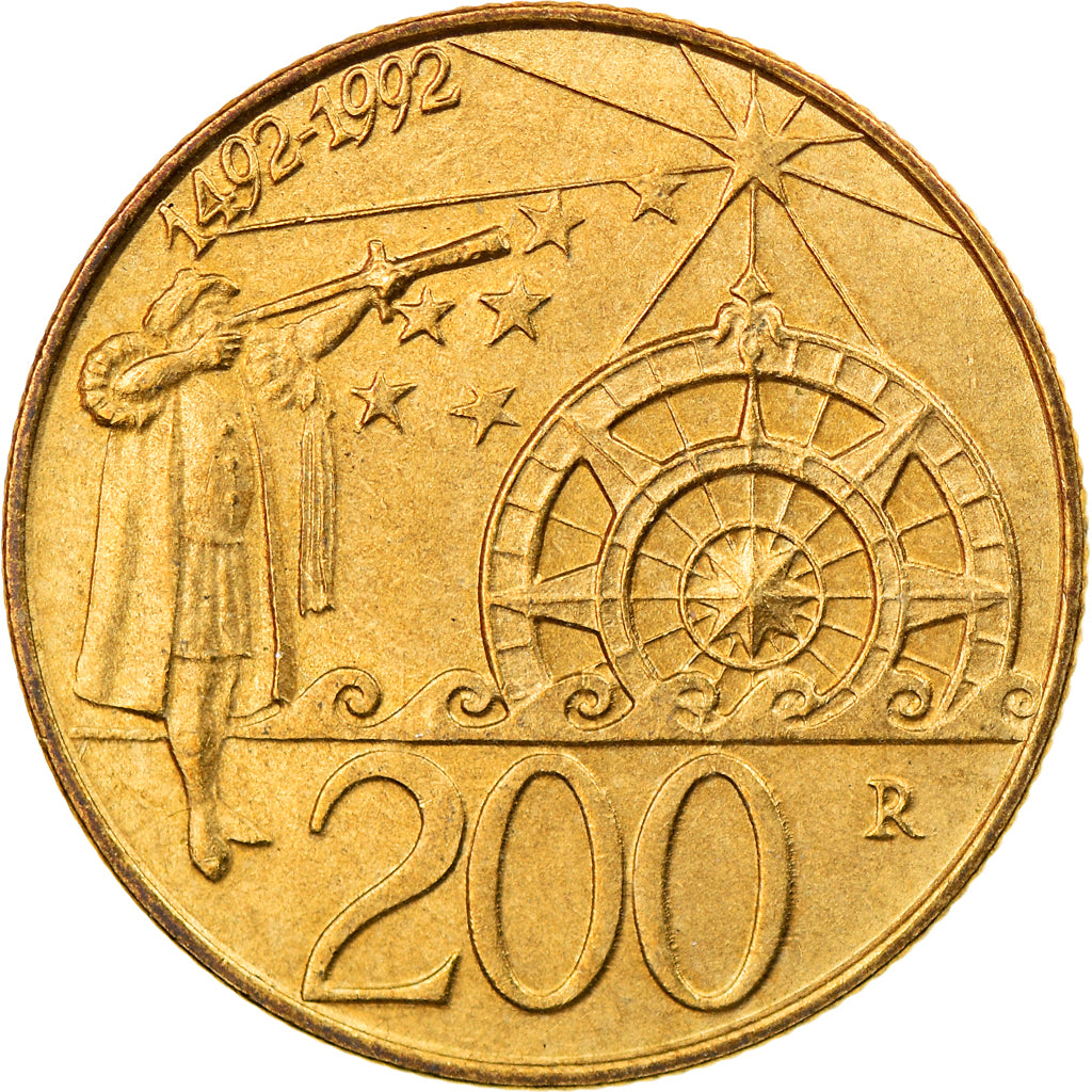 Münze, San Marino, 200 Lire, 1992, Rome, VZ, Aluminum-Bronze, KM:285