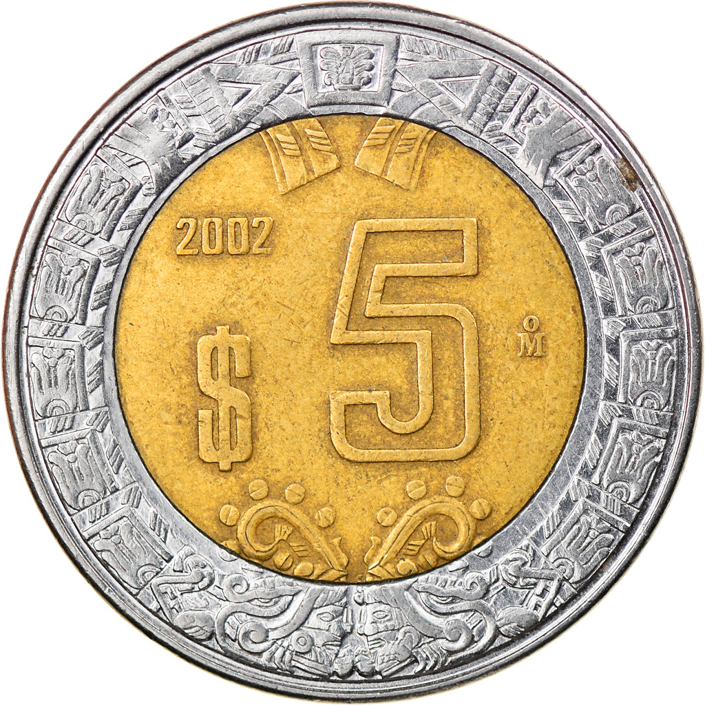 Munten, Mexico, 5 Pesos, 2002, Mexico City, ZF, Bi-Metallic, KM:605