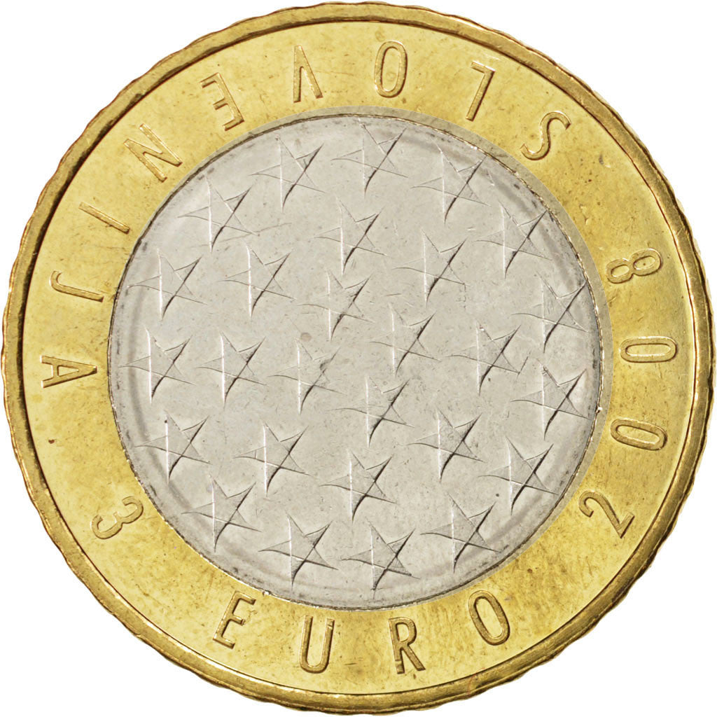 Slovenia, 3 Euro, 2008, MS(63), Bi-Metallic, KM:81