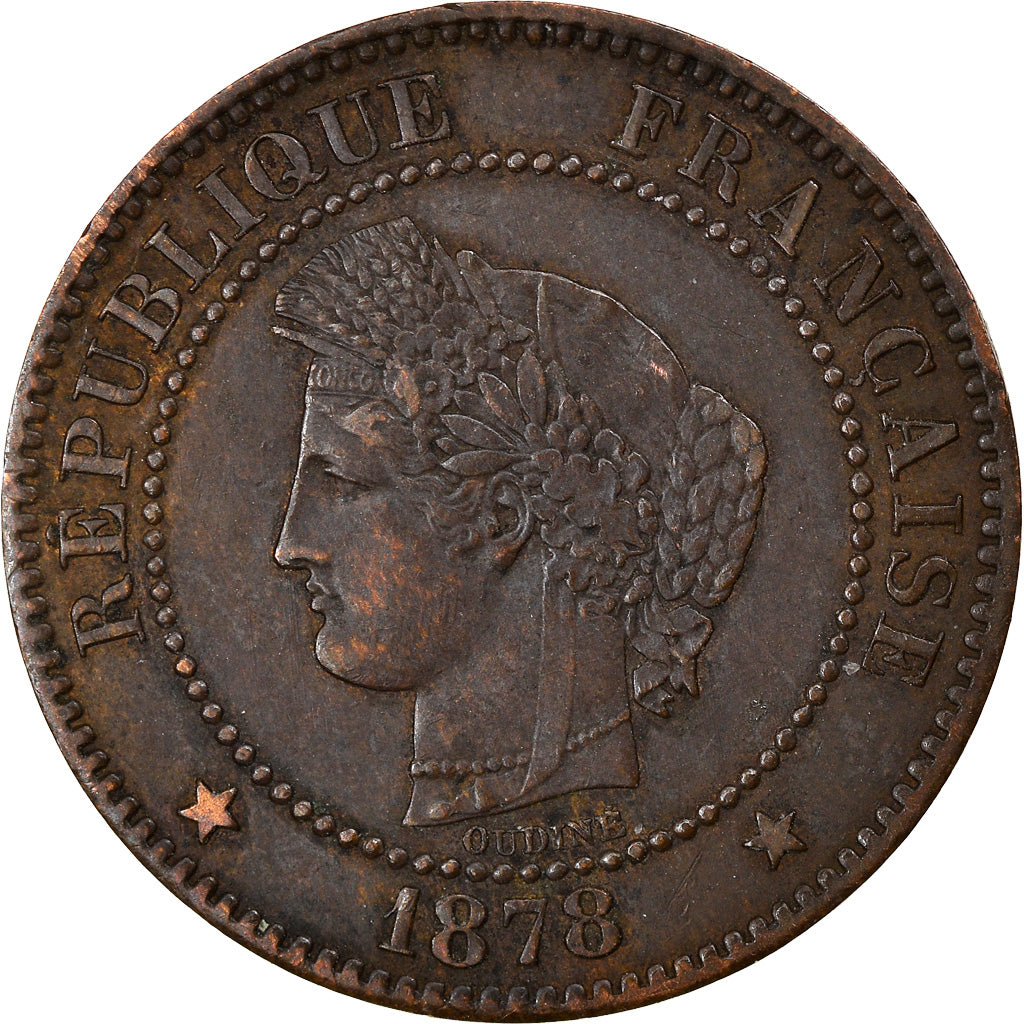 Moneta, Francia, Cérès, 2 Centimes, 1878, Paris, BB, Bronzo, KM:827.1
