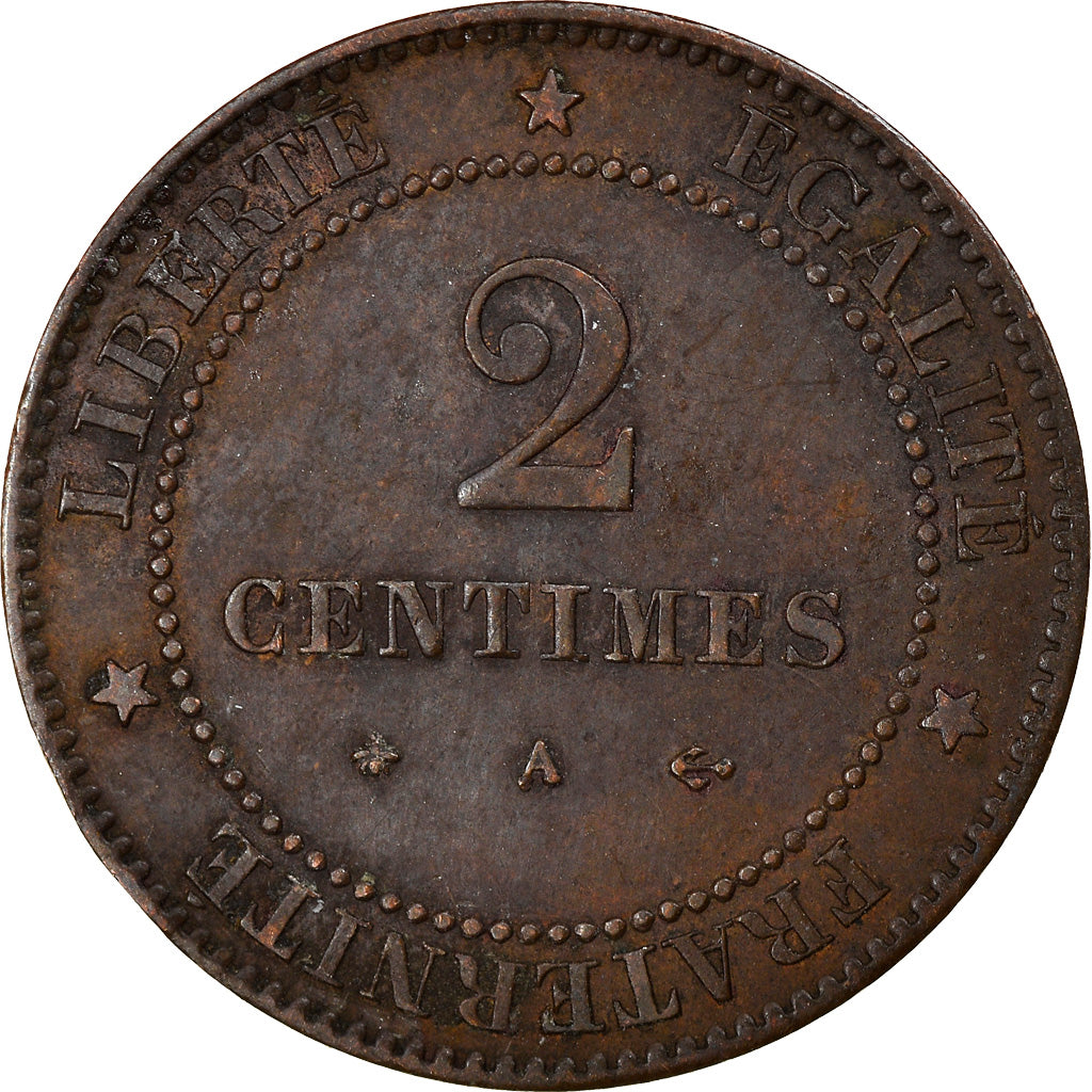 Moneta, Francia, Cérès, 2 Centimes, 1878, Paris, BB, Bronzo, KM:827.1